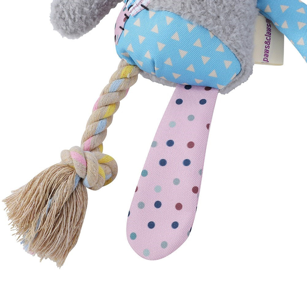Patchy Pals Plush Elephant Dog Toy with Rope