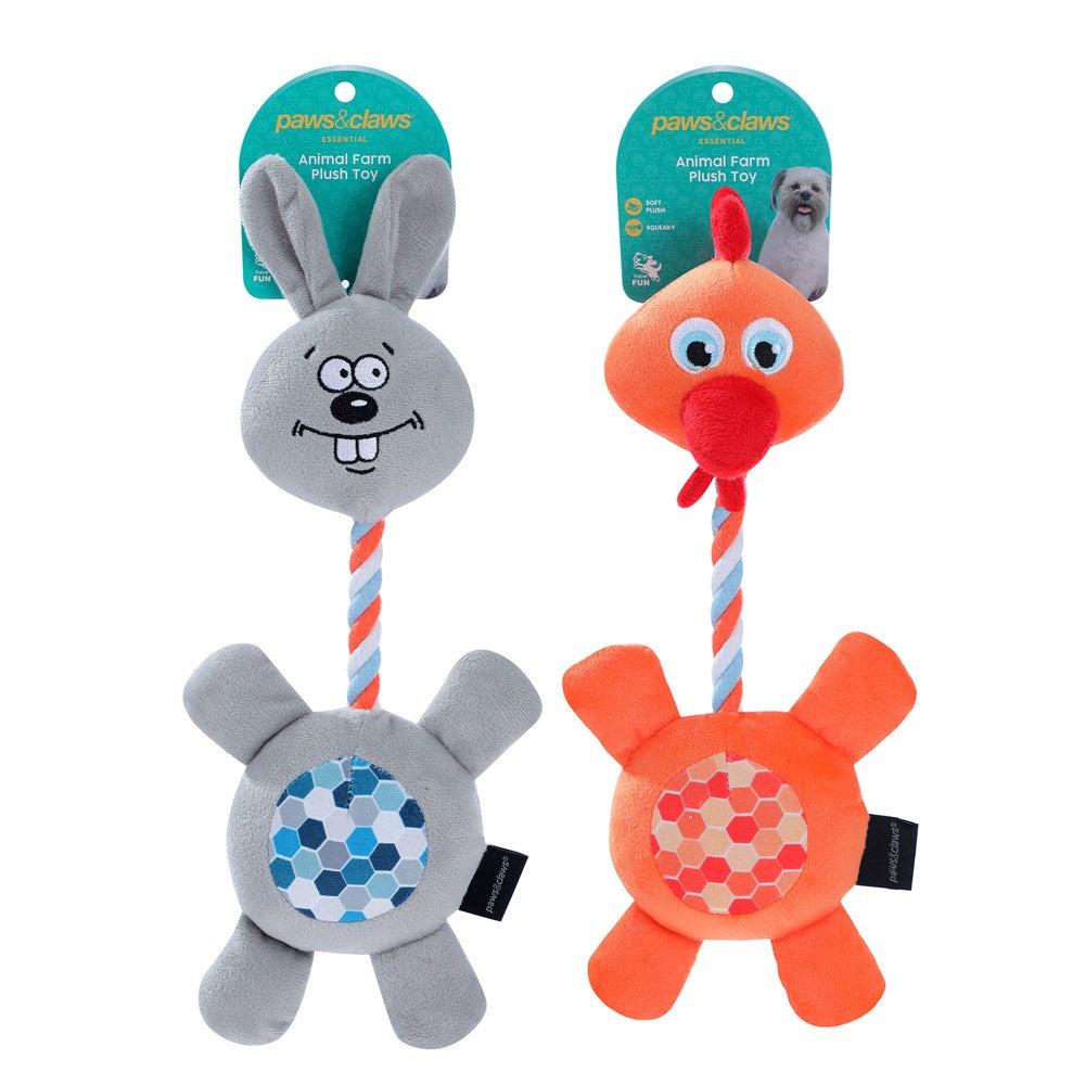 Plush Farm Animals With Squeaker Pet Toy