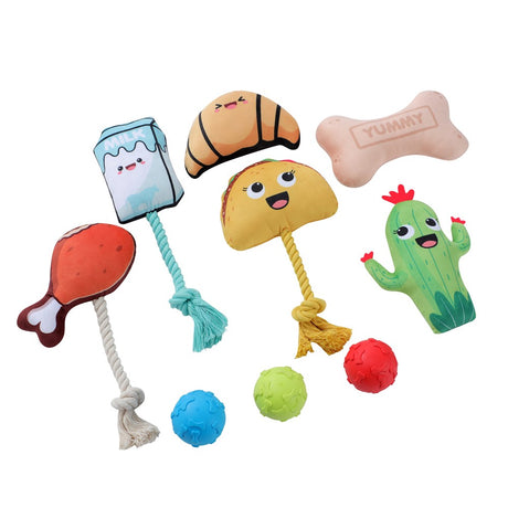 3 Pack Plush and TPR Tug N Play Dog Toy 17cm x 11cm x 5cm
