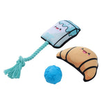 3 Pack Plush and TPR Tug N Play Dog Toy 17cm x 11cm x 5cm