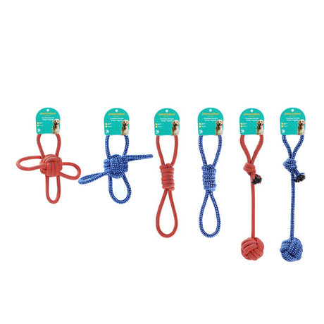 6 Assorted Knotted Woven Rope Dog Tuggers
