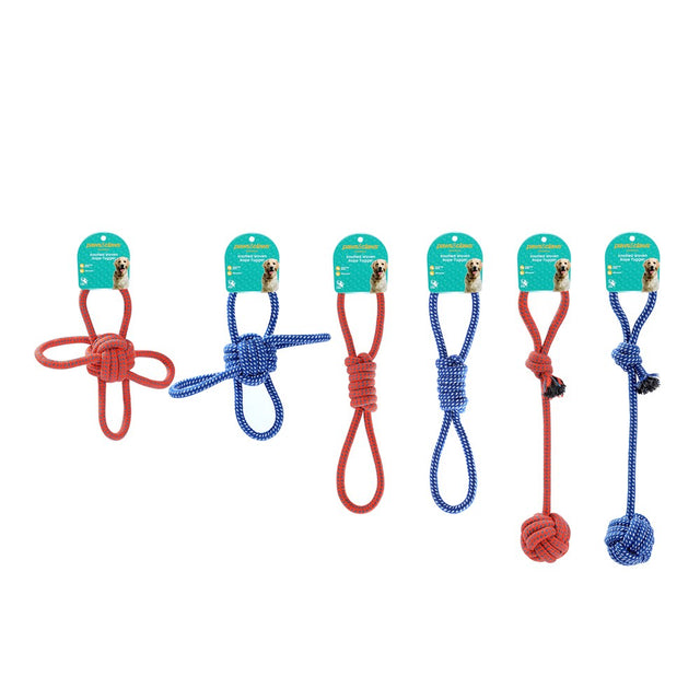 6 Assorted Knotted Woven Rope Dog Tuggers