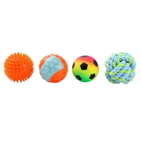 4 Pack Multi Ball Dog Toy 6.5-7cm - Assorted