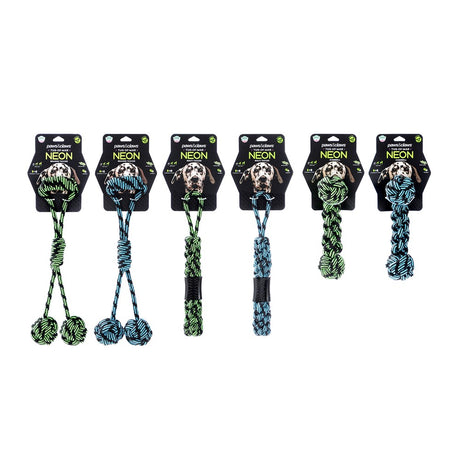 Tug-Of-War Neon Rope and TPR Dog Toy 3 Assorted Designs