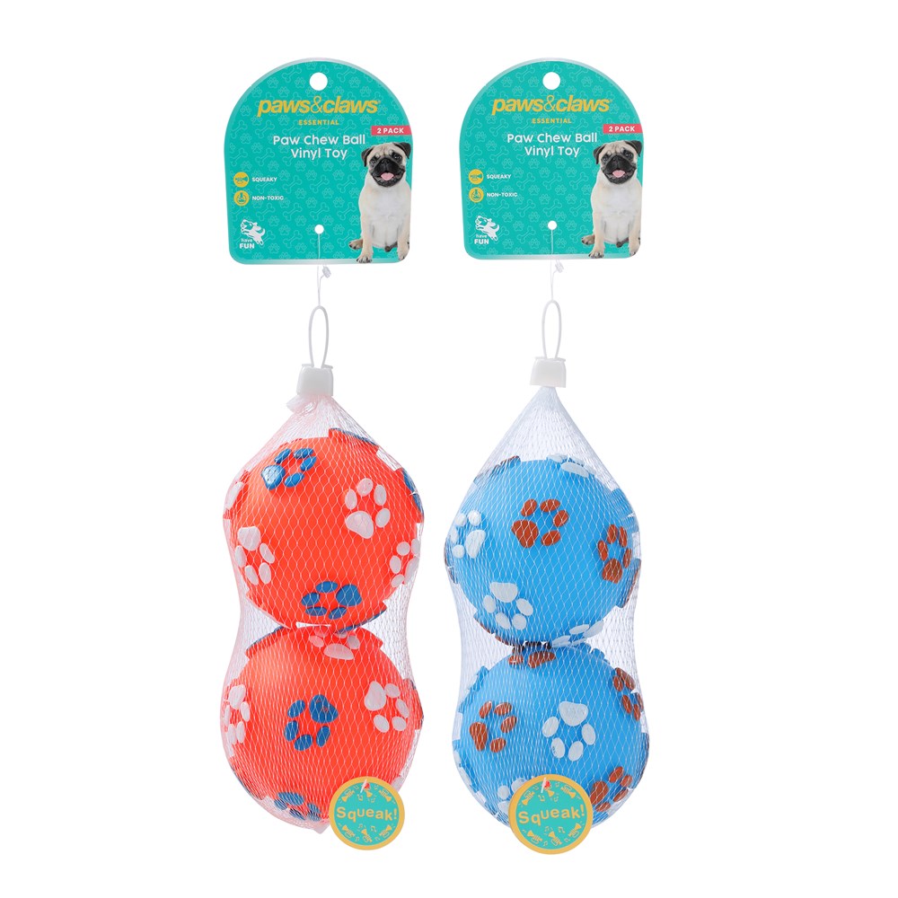 Paw Print Chew Ball - 2 Pack