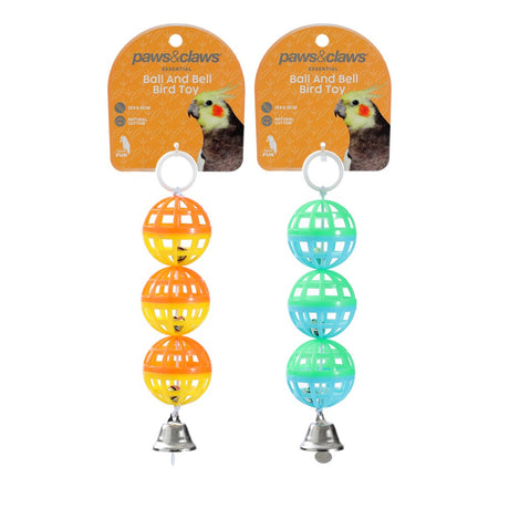 Ball and Bell Bird Toy 16 x 4.5cm 2 Assorted