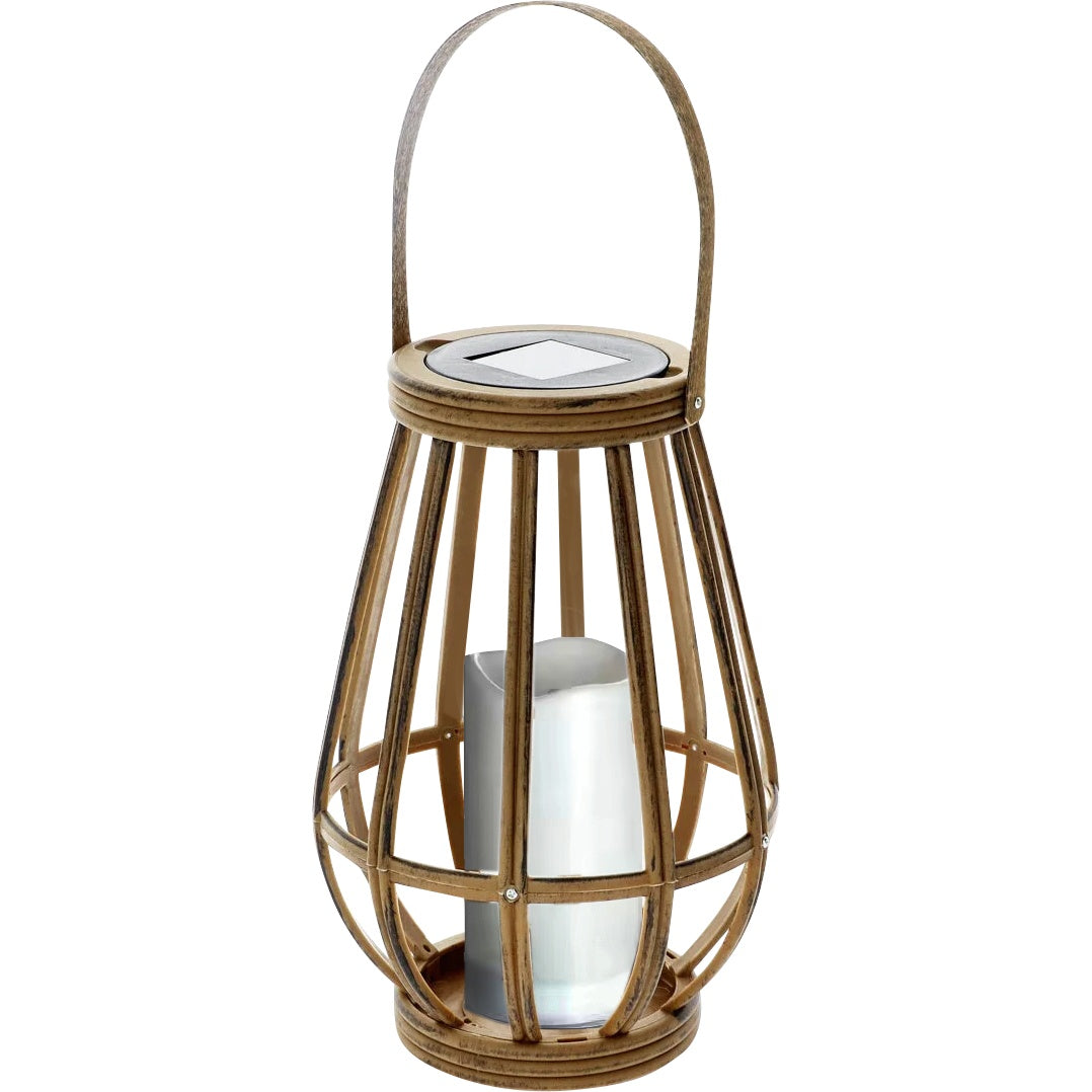 Solar Lantern with Wood Look