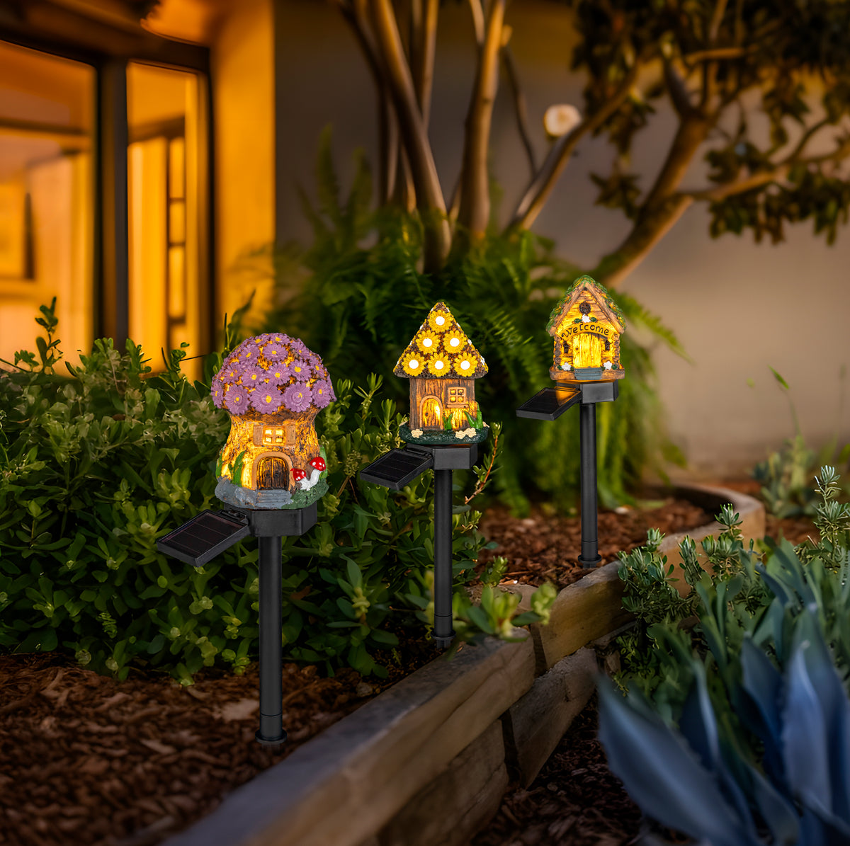 Fairy House Solar Stake Light - 3 assorted