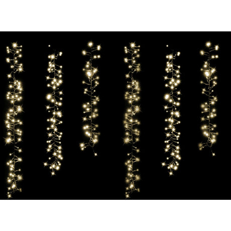 6 Pack Solar Tree Cluster Lights 480 LED 10m - Warm White