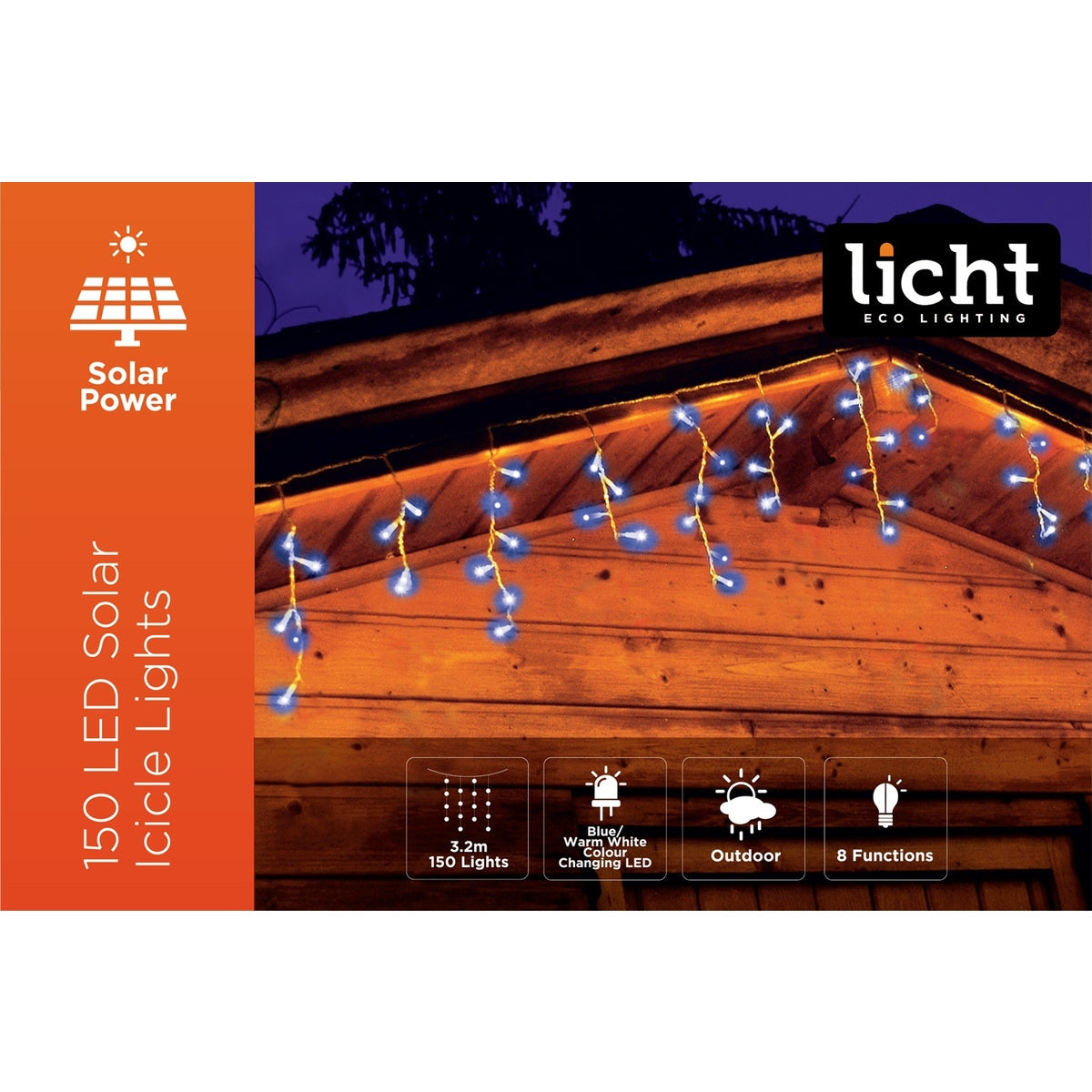 Solar Icicle Lights 150L Colour Switch