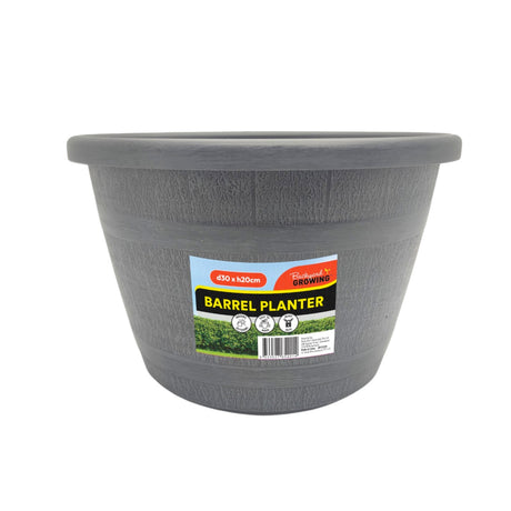 Grey & Black Barrel Planter