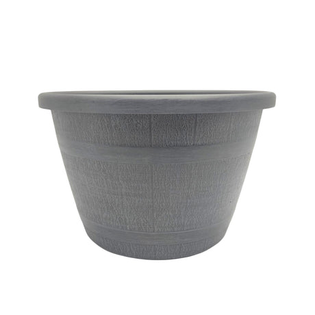 Grey & Black Barrel Planter