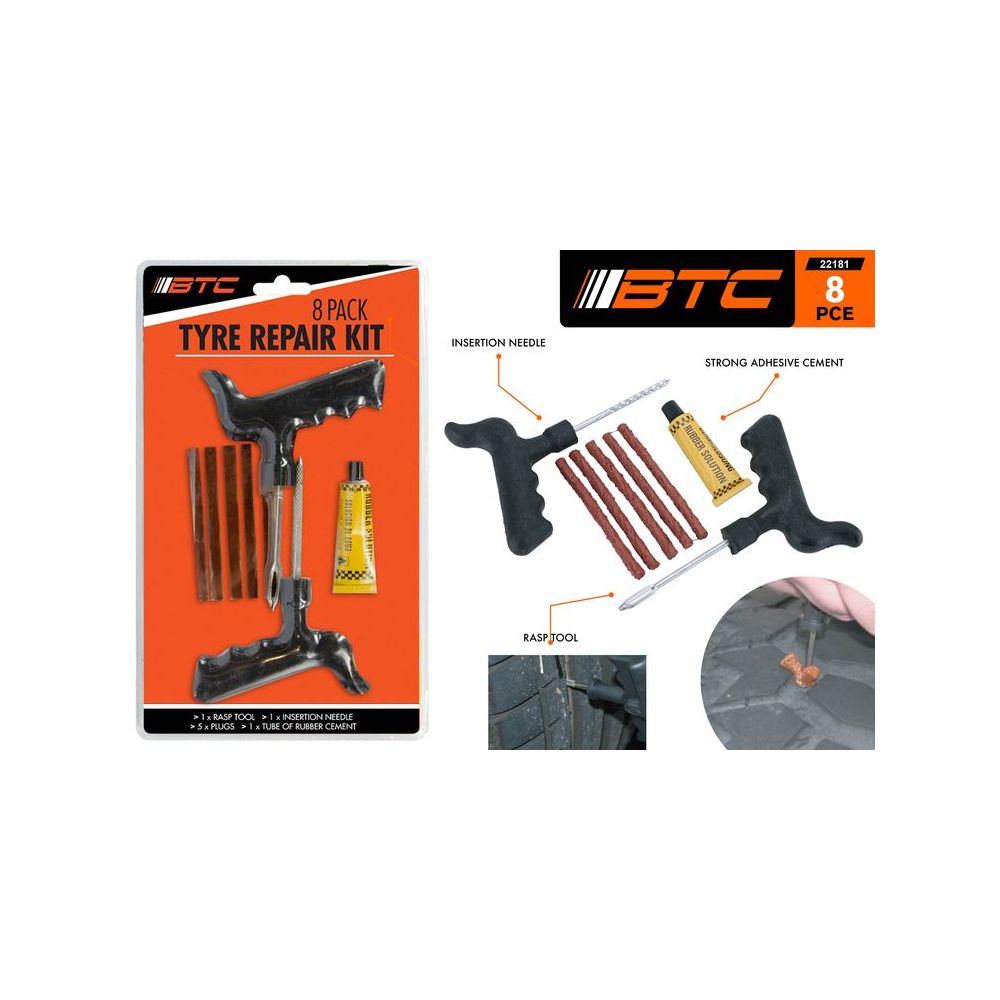 8 Piece Tyre Repair Kit - Complete Set