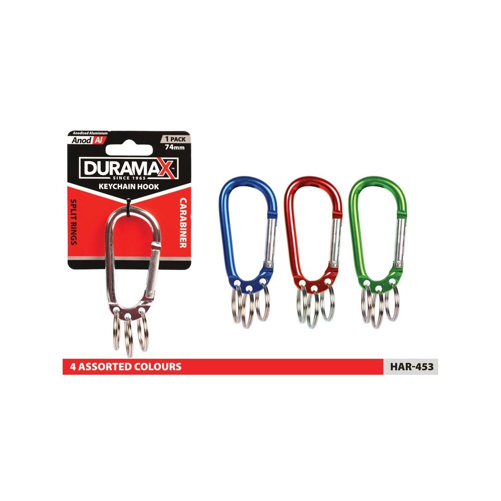 Carabiner Keychain Hook 74mm - Assorted