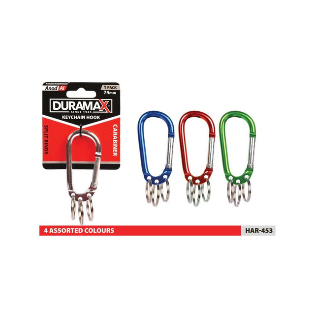 Carabiner Keychain Hook 74mm - Assorted