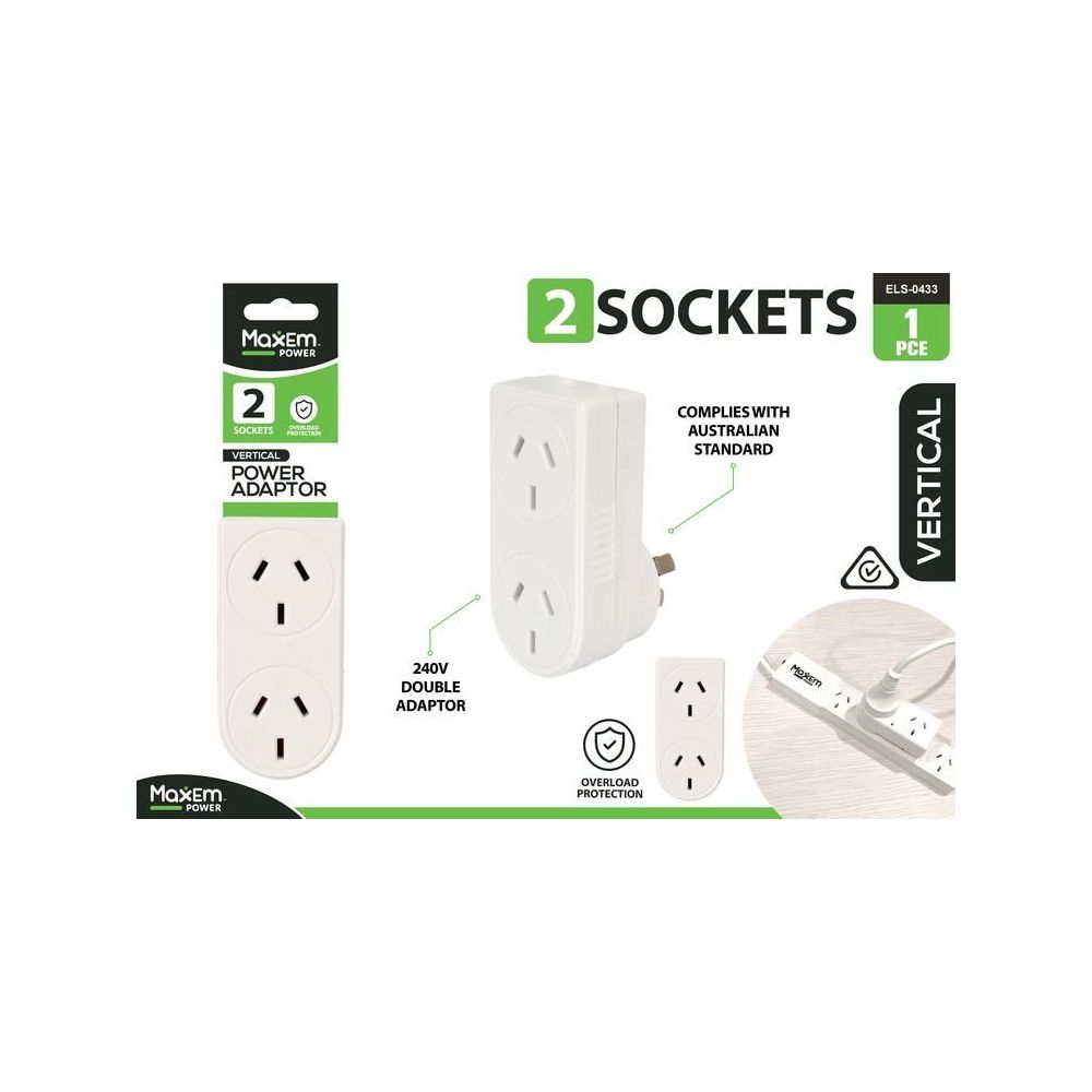 2 Socket Vertical Double Adaptor