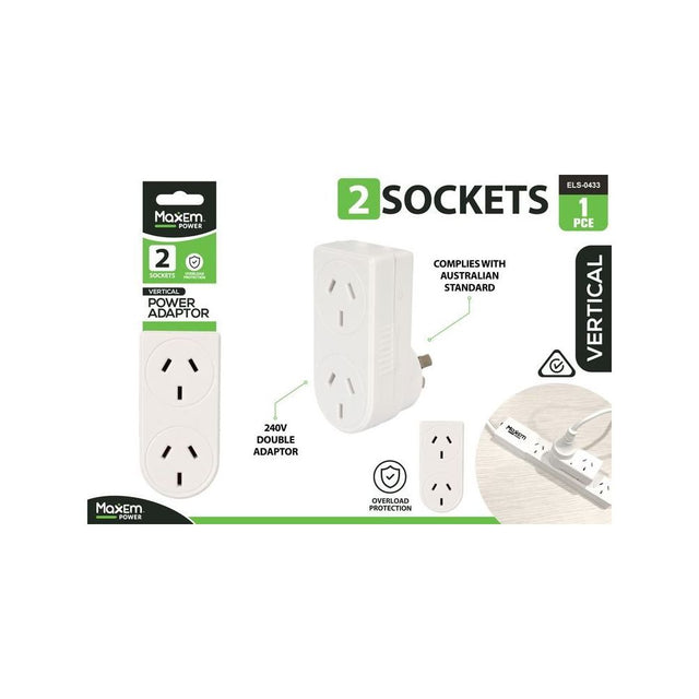 2 Socket Vertical Double Adaptor
