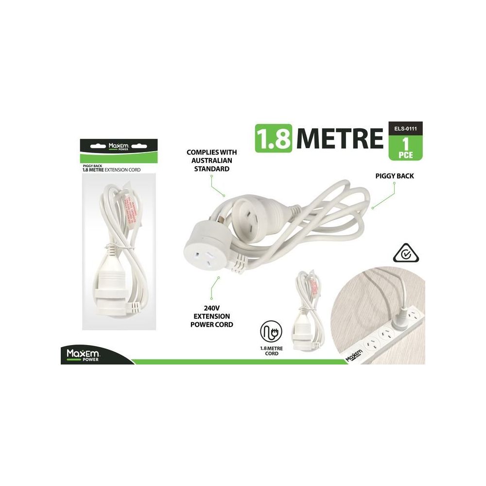 Power Extension Cord 1.8m Piggyback