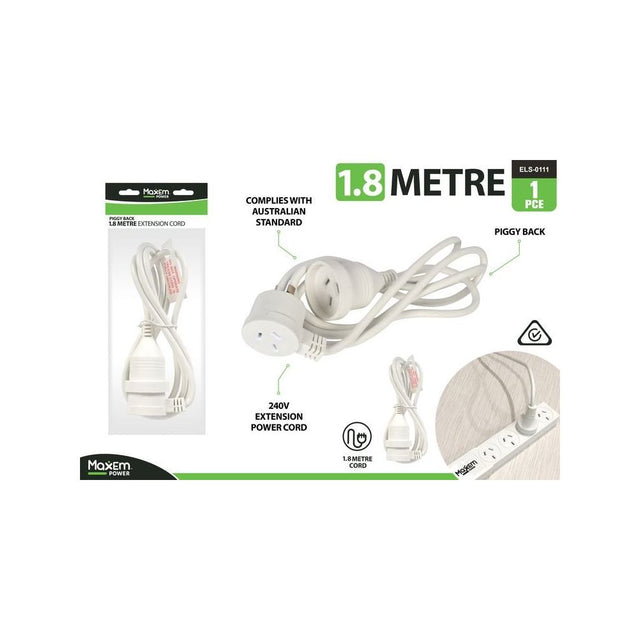 Power Extension Cord 1.8m Piggyback
