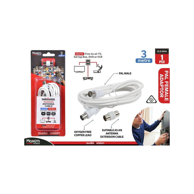 2 Pack PAL to PAL Plug Cable 3m