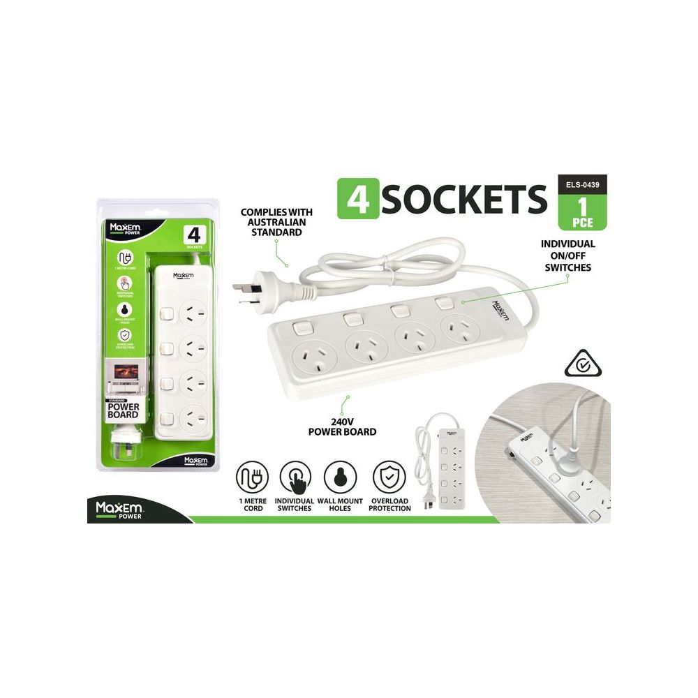4 Way Powerboard with Individual Switches