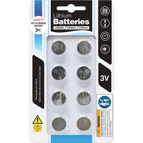 Lithium Button Batteries – 8 Pack Assorted