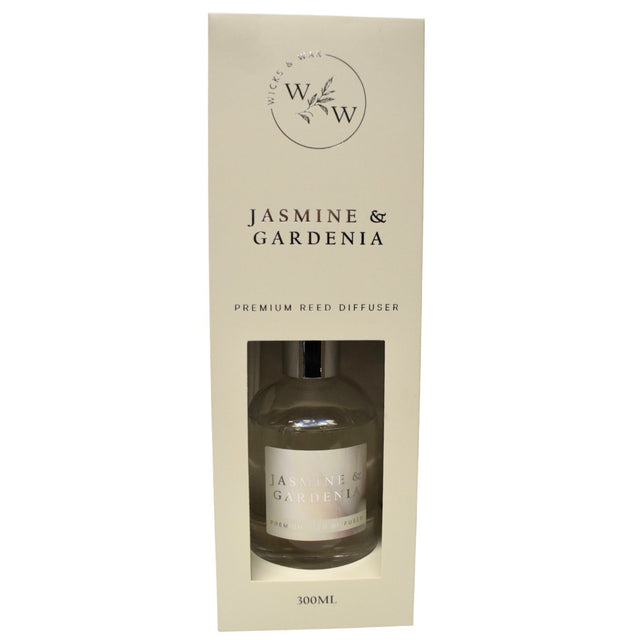 Wicks & Wax Premium Reed Diffuser 300ml - Jasmine & Gardenia