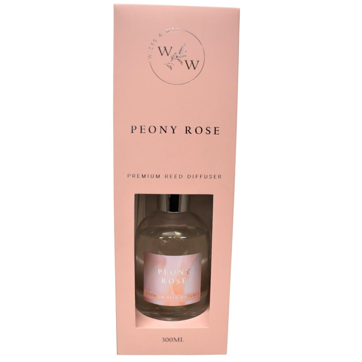 Wicks & Wax Premium Reed Diffuser 300ml - Peony Rose