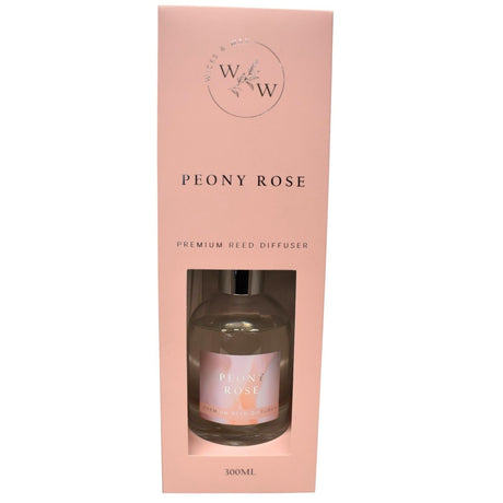 Wicks & Wax Premium Reed Diffuser 300ml - Peony Rose