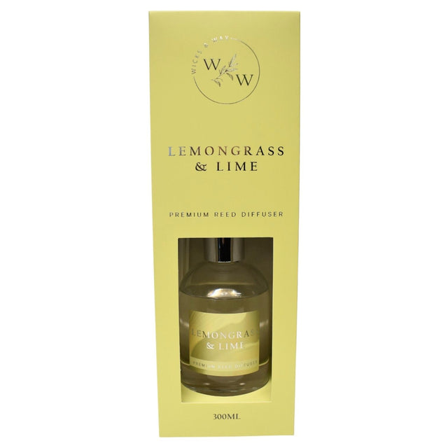 Wicks & Wax Premium Reed Diffuser 300ml - Lemongrass & Lime