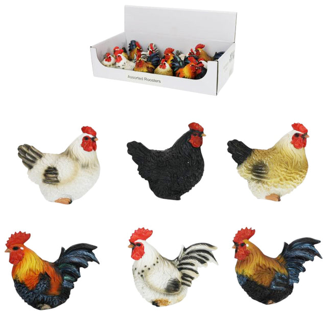 Hen & Rooster Figurines - 8cm