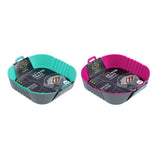 2 Pack Silicone Air Fryer Tray 21 x 21 x 5cm Assorted