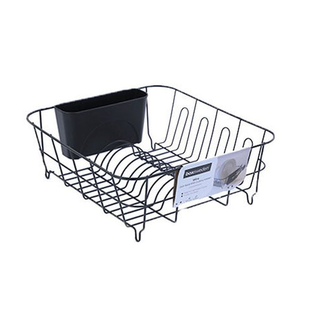 Wire Dish Rack With Cutlery Holder 37cm x 33cm x 13.5cm Black
