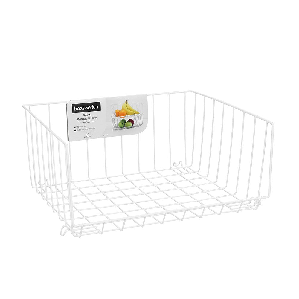 Wire Stackable Storage Basket 47cm x 42cm x 22cm