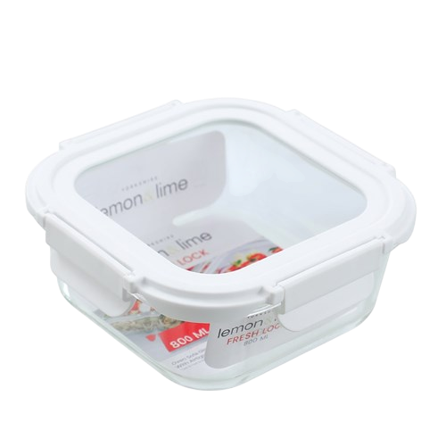 Yorkshire Glass Square Container with Lid 800ml