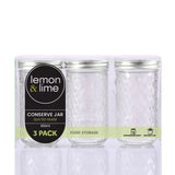 3 Pack Quilted Glass Conserve Jar 350ml