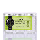3 Pack Quilted Glass Conserve Jar 350ml