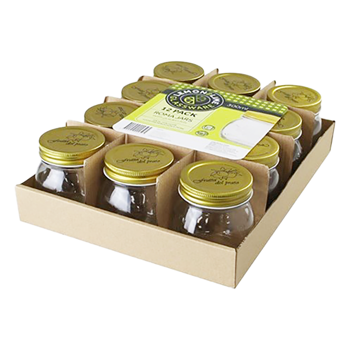 Roma Clear Glass Conserve Jar 300ml Pk 12