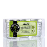 3 Pack Quilted Glass Conserve Jar 220ml