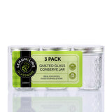 3 Pack Quilted Glass Conserve Jar 220ml