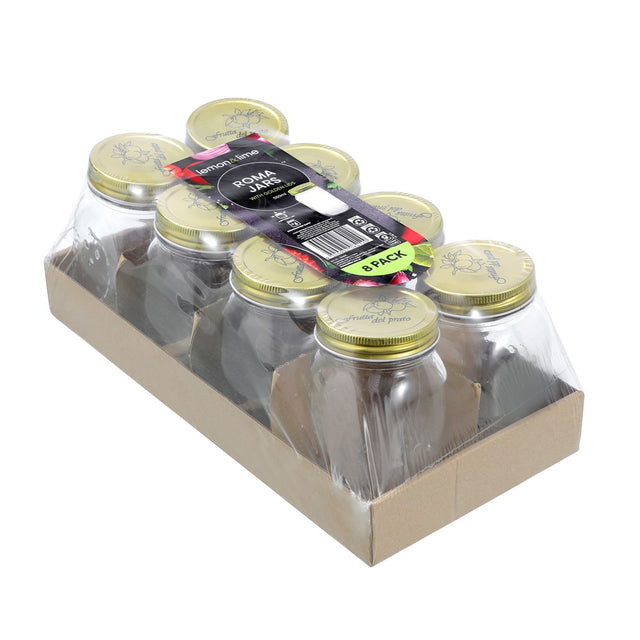 8 Pack Glass Conserve Jar 550ml Gold Lid