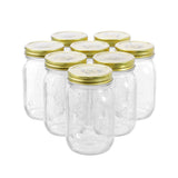 8 Pack Glass Conserve Jar 550ml Gold Lid