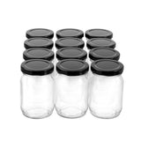 12 Pack Verona Glass Jar 150ml Black Lid