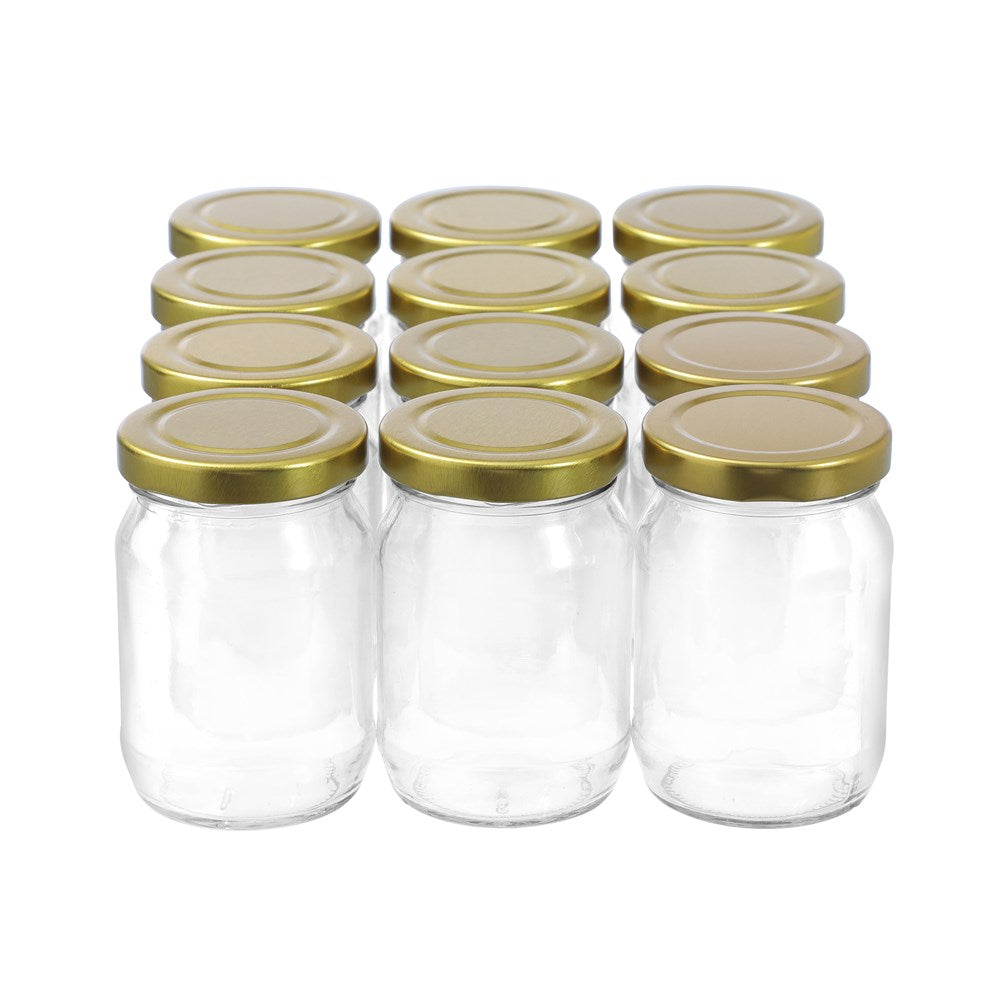 12 Pack Verona Glass Jar 150ml Gold Lid
