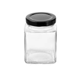 6 Pack Square Glass Jar 120ml Black Lid