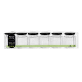 6 Pack Hex Glass Jar 95ml Black Lid