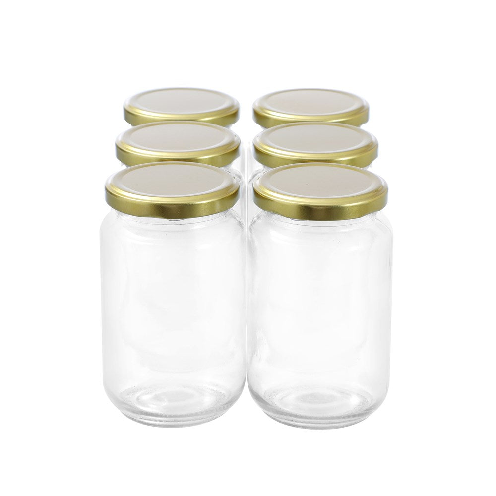 6 Pack Glass Conserve Jar 360ml Gold Lid