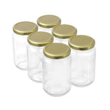 6 Pack Glass Conserve Jar 360ml Gold Lid