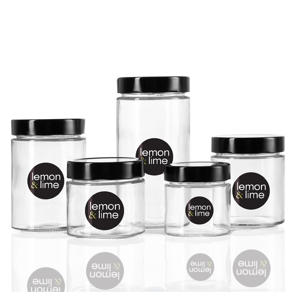 Soho Glass Preserve Jar 470mL Black Lid