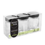 3 Pack Soho Glass Preserve Jar 260ML with Black Lid